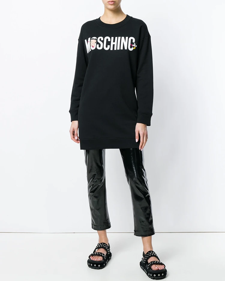商品Moschino|MOSCHINO 莫斯奇诺 女黑色卫衣裙 0453527-3555,价格¥1693,第1张图片