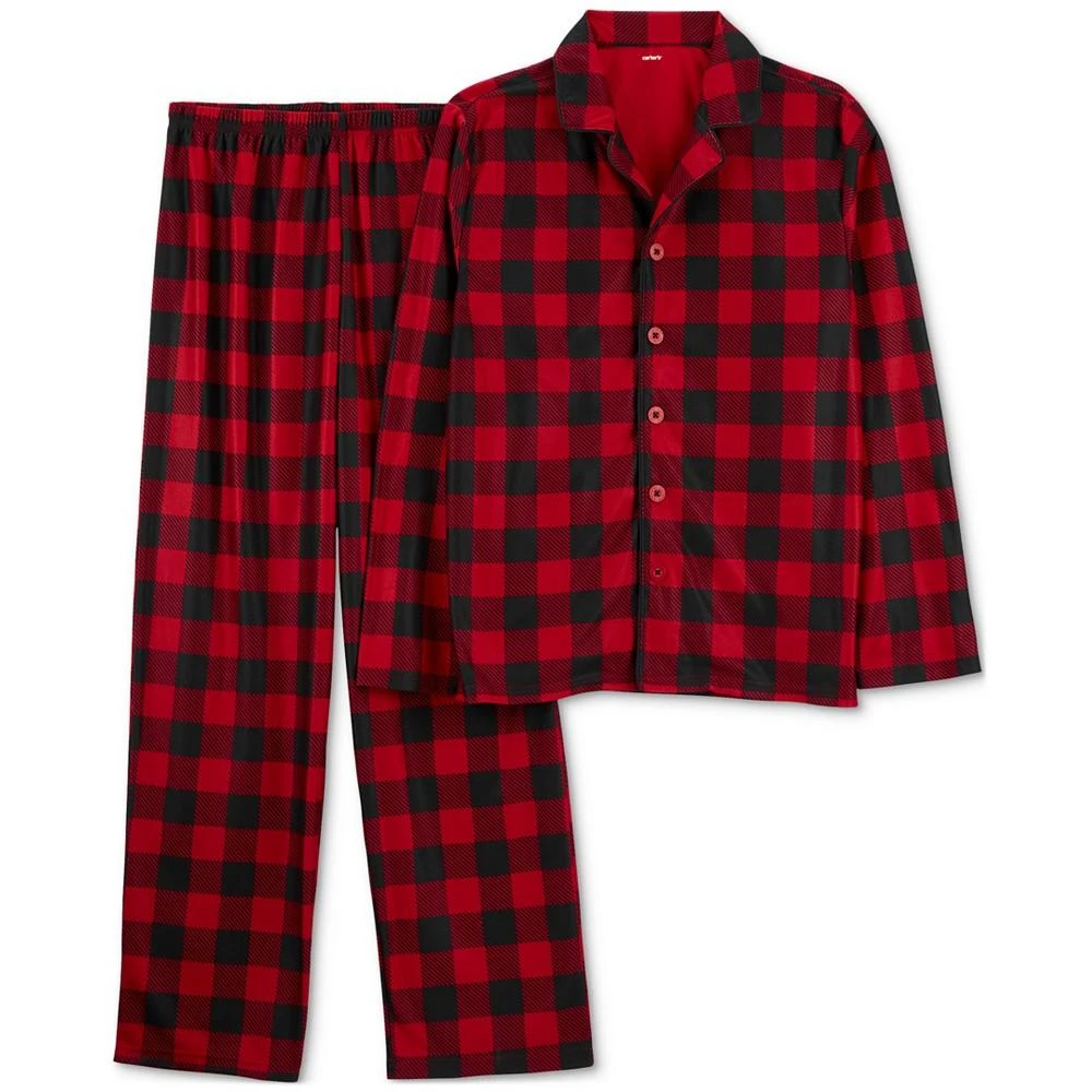 商品Carter's|Adult Unisex Buffalo-Check Fleece Button-Front Pajamas, 2 Piece Set,价格¥141,第1张图片