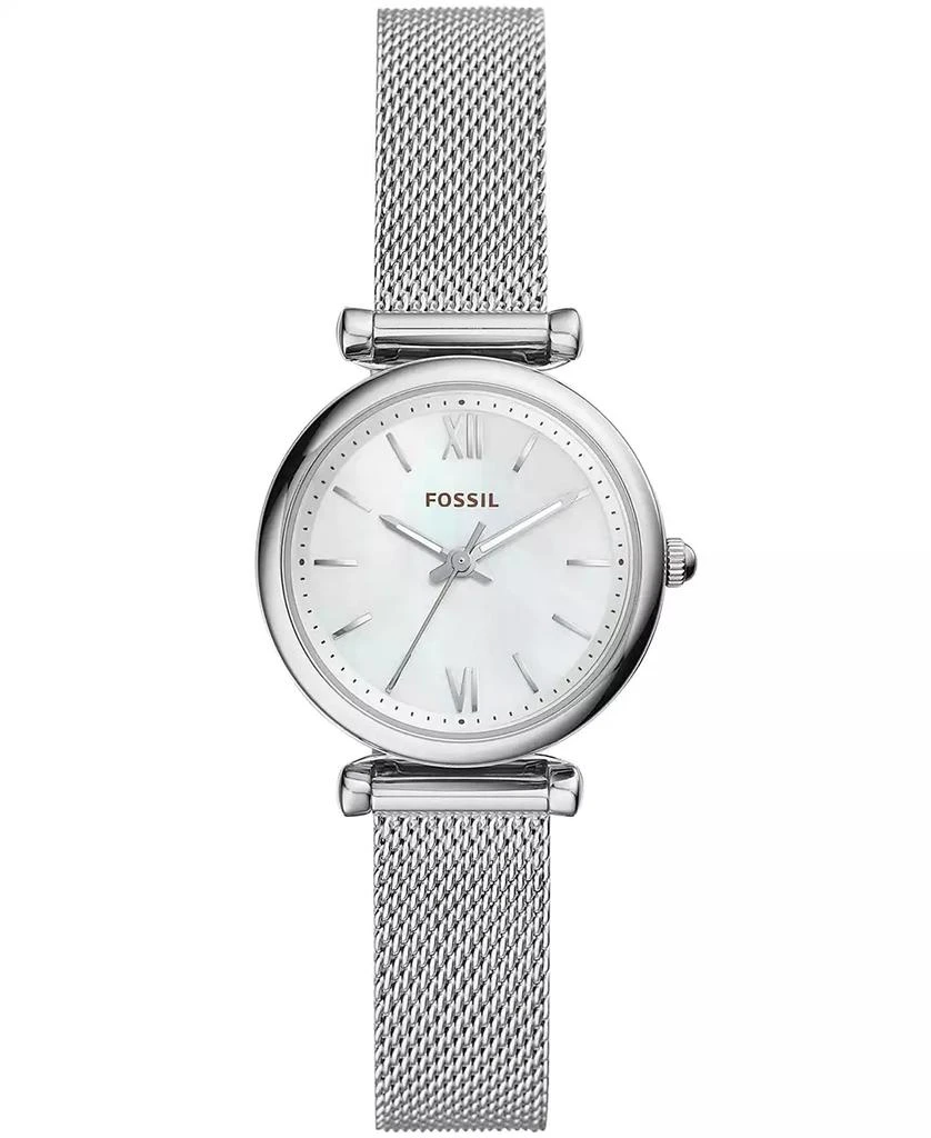 商品Fossil|Women's Mini Carlie Stainless Steel Mesh Bracelet Watch 28mm,价格¥898,第1张图片