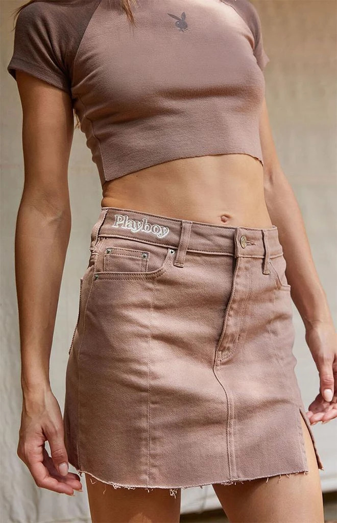 商品Playboy|By PacSun Brown Slit Mini Skirt,价格¥264,第2张图片详细描述