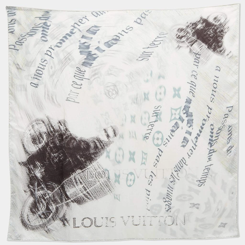 商品[二手商品] Louis Vuitton|Louis Vuitton White/Grey Motorcycle Graffiti Print Silk Scarf,价格¥3447,第1张图片