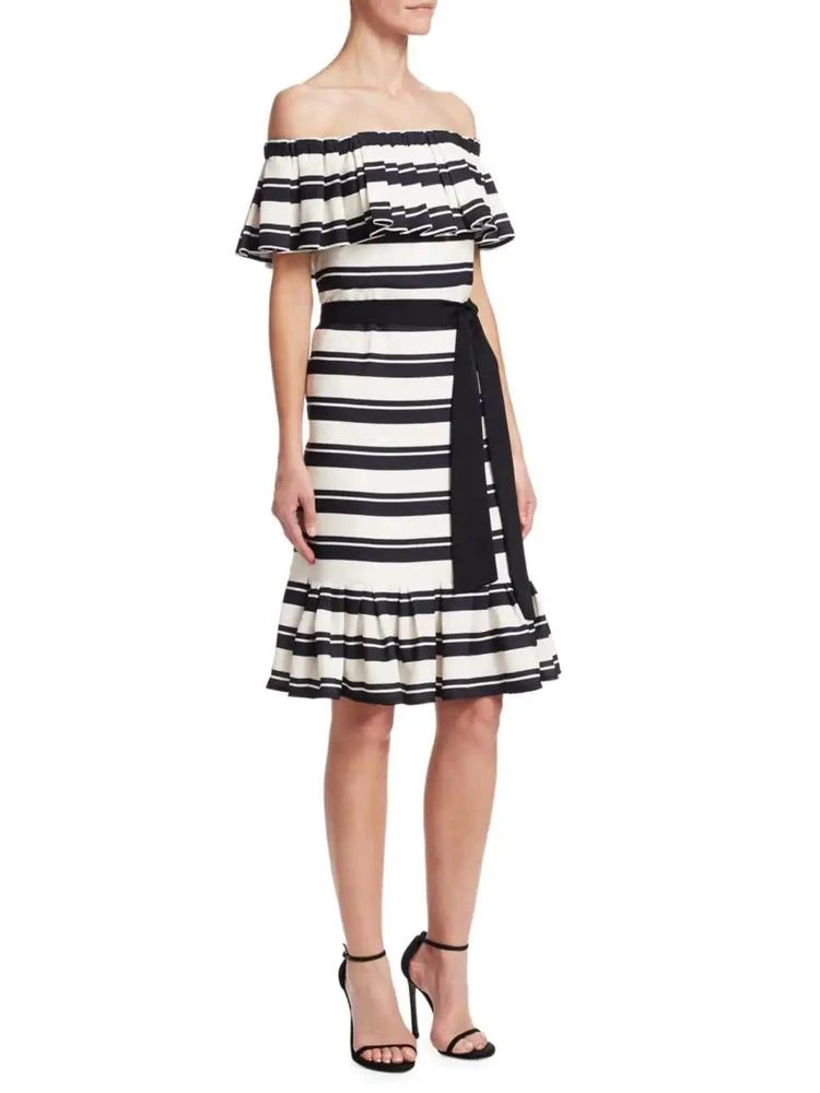 商品Halston Heritage|Off-The-Shoulder Stripe Flounce Dress,价格¥1559,第1张图片