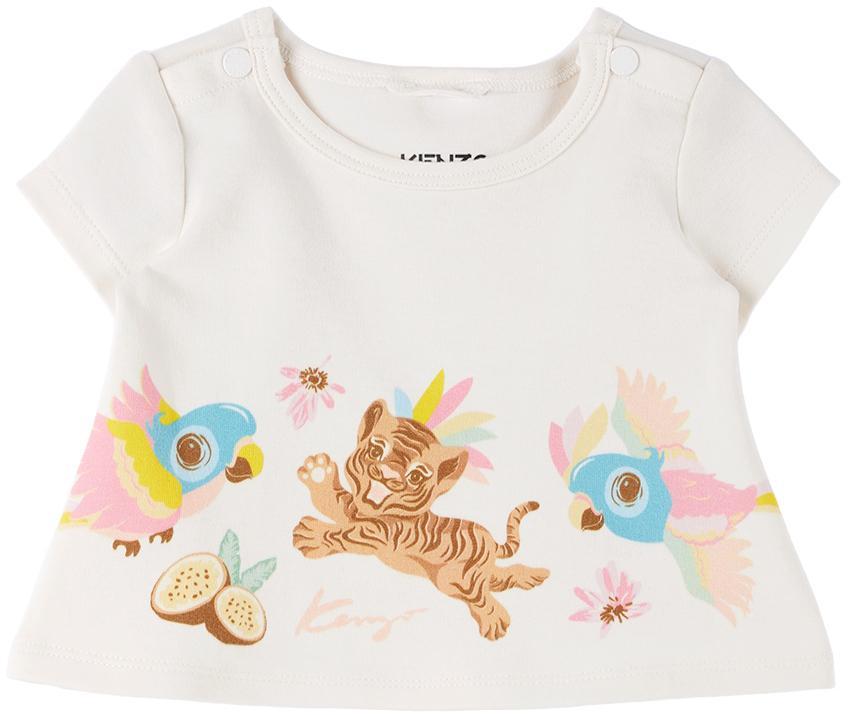 商品Kenzo|Baby Off-White & Pink T-Shirt & Shorts Set,价格¥792,第4张图片详细描述