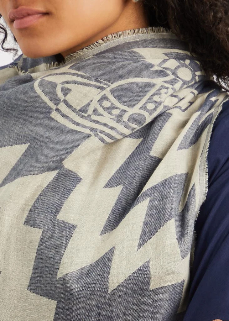 商品Vivienne Westwood|Zigzag logo-jacquard cotton scarf,价格¥1169,第3张图片详细描述