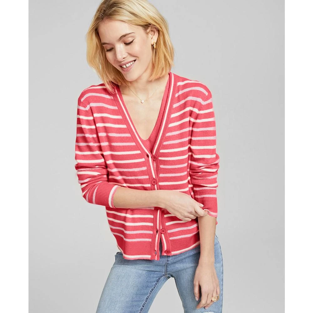 商品Charter Club|Cashmere Striped Button Cardigan, Created for Macy's,价格¥361,第3张图片详细描述