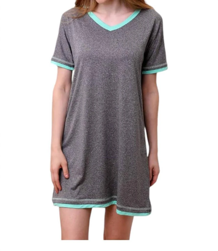商品Ninexis|V-Neck Short Sleeve Sleepshirt In Teal,价格¥293,第1张图片