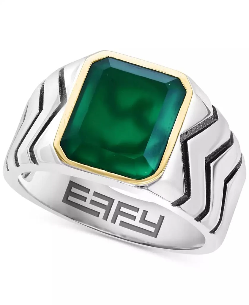 商品Effy|EFFY® Men's Green Onyx (3-3/4 ct. t.w.) Statement Ring in 14k Gold Over Sterling Silver & Sterling Silver,价格¥1389,第1张图片