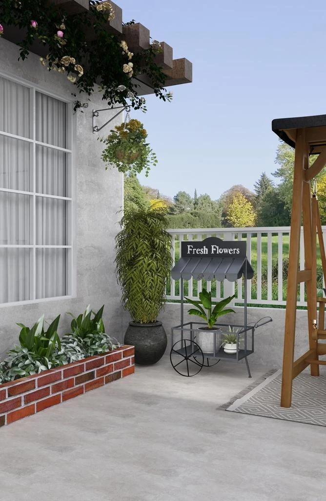 Black Metal Indoor & Outdoor Flower Cart Plant Stand 商品