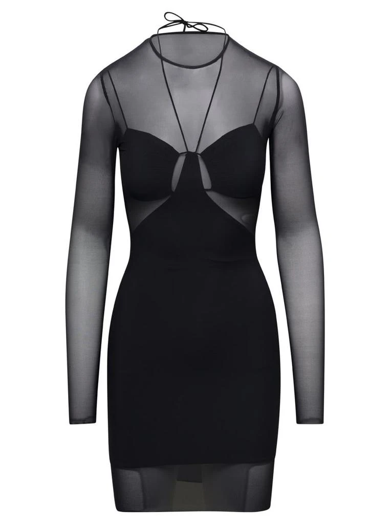 商品AMAZUÌN|'Debbie' Mini Black Dress with Sheer Tulle Slip and Cut-Out in Elasticated Polyamide Woman Amazuìn,价格¥1835,第1张图片