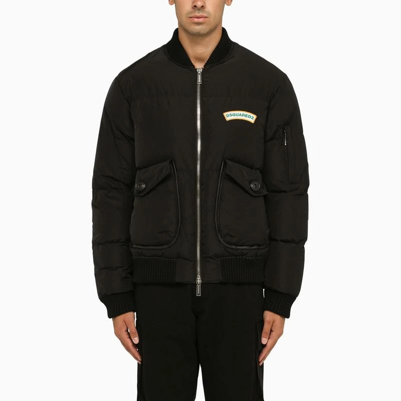 商品DSQUARED2|Black padded bomber with logo,价格¥3280,第1张图片