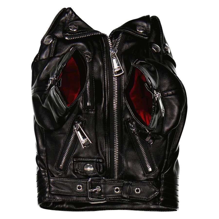 商品Moschino|Pet Capsule Black Biker Style Logo Jacket,价格¥523,第3张图片详细描述