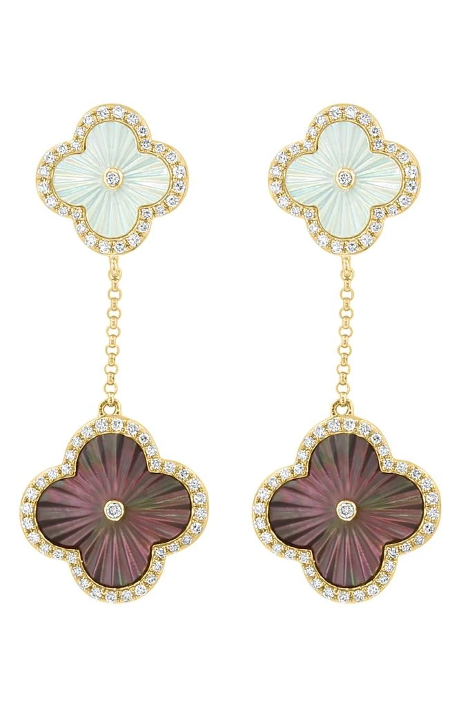 商品Effy|14k Gold Diamond Mother of Pearl Floral Drop Earrings - 0.46ct.,价格¥10519,第2张图片详细描述