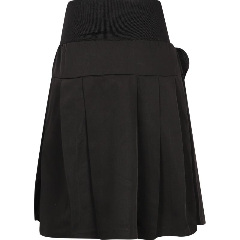 Pleated logo midi skirt with belt pocket in black商品第2张图片规格展示