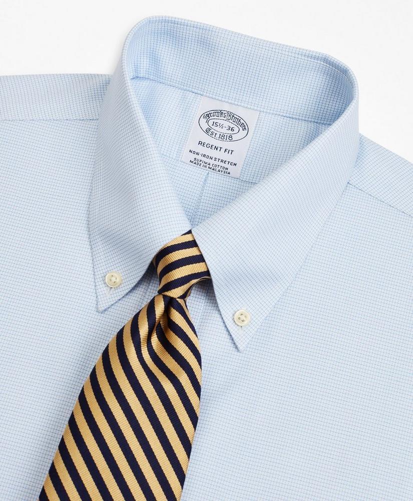 商品Brooks Brothers|Stretch Regent Regular-Fit Dress Shirt, Non-Iron Twill Button-Down Collar Micro-Check,价格¥954,第4张图片详细描述