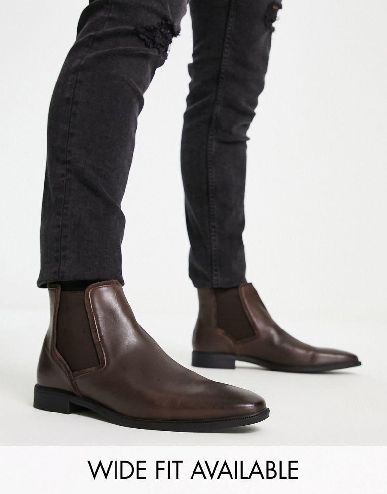 ASOS DESIGN chelsea boots in brown leather商品第1张图片规格展示