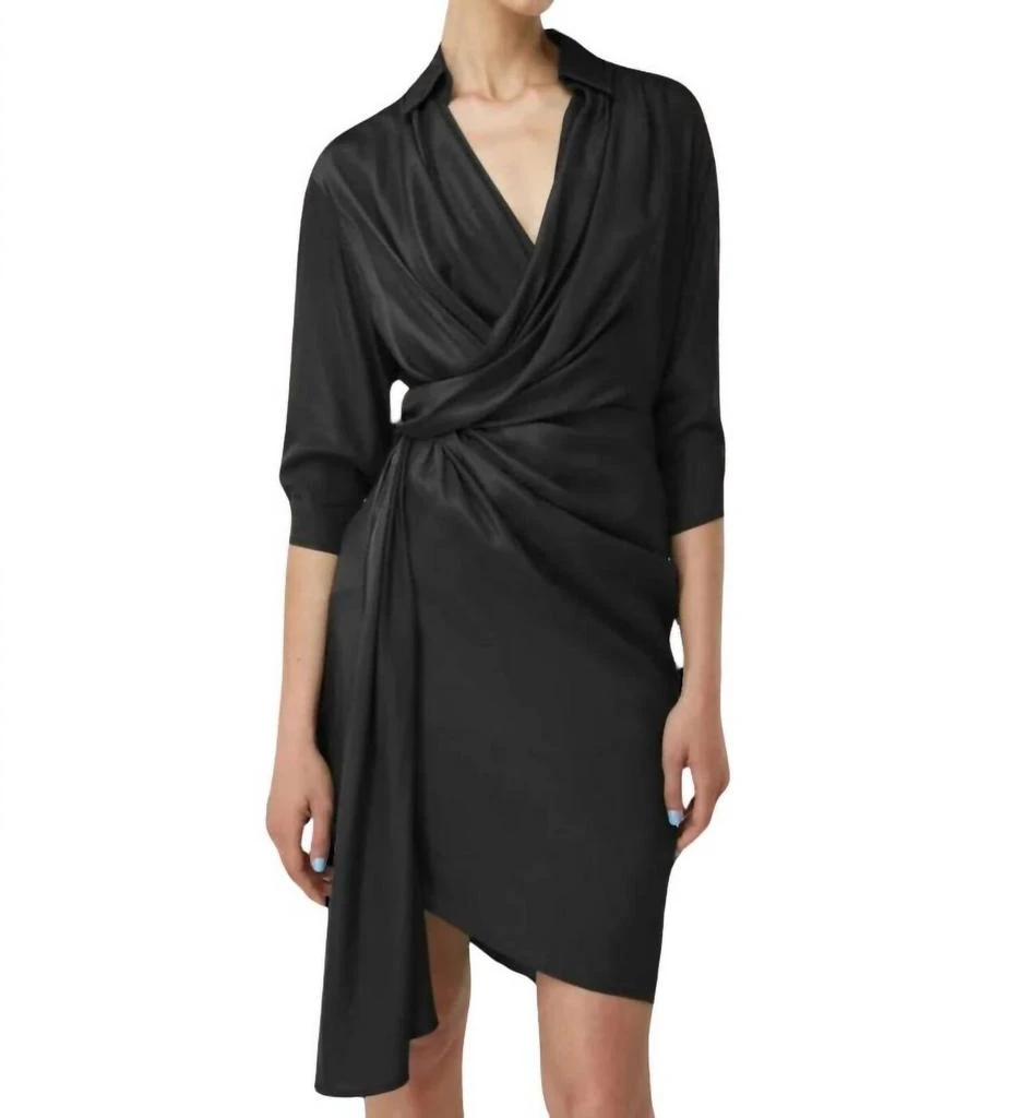 商品GAUGE81|Miya Silk Wrap Dress In Black,价格¥2311,第1张图片