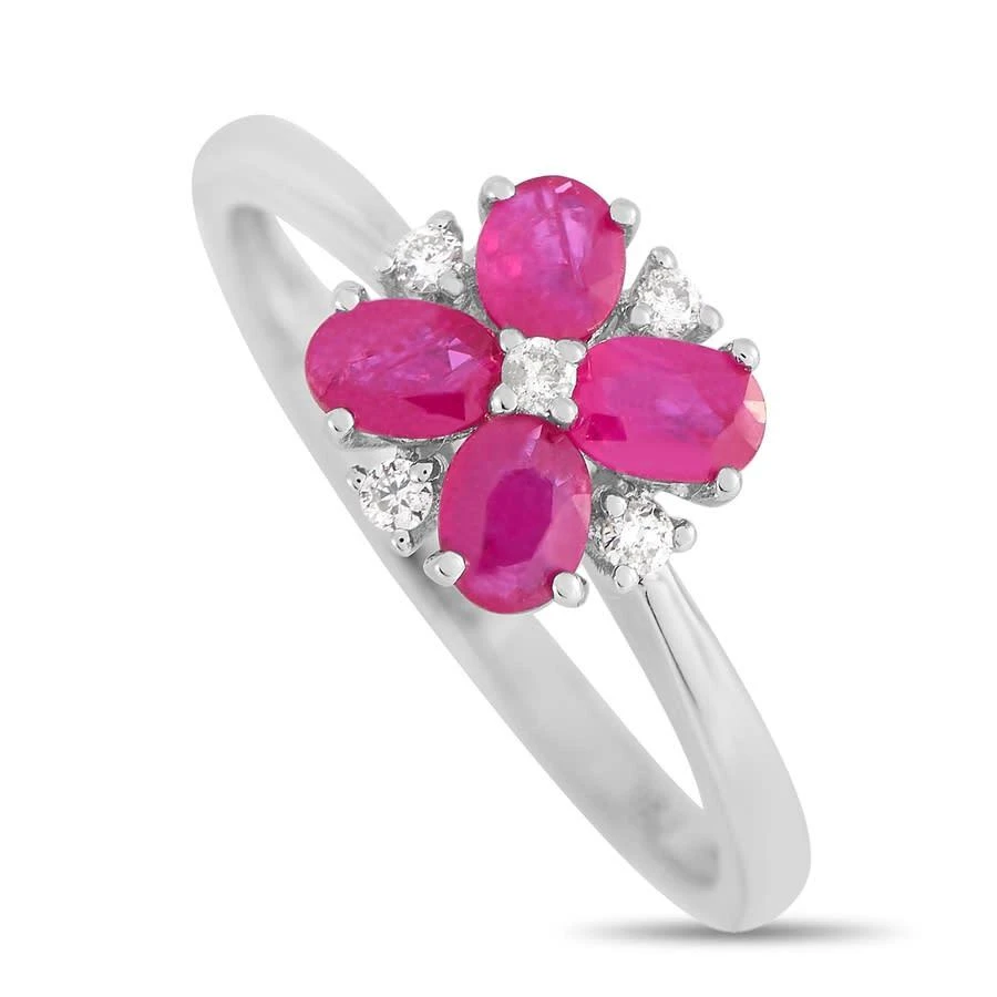 商品LB Exclusive|14K White Gold 0.08 ct Diamond and Ruby Ring,价格¥3161,第1张图片