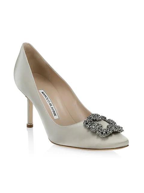 商品Manolo Blahnik|Hangisi 70 Embellished Satin Pumps,价格¥8369,第4张图片详细描述