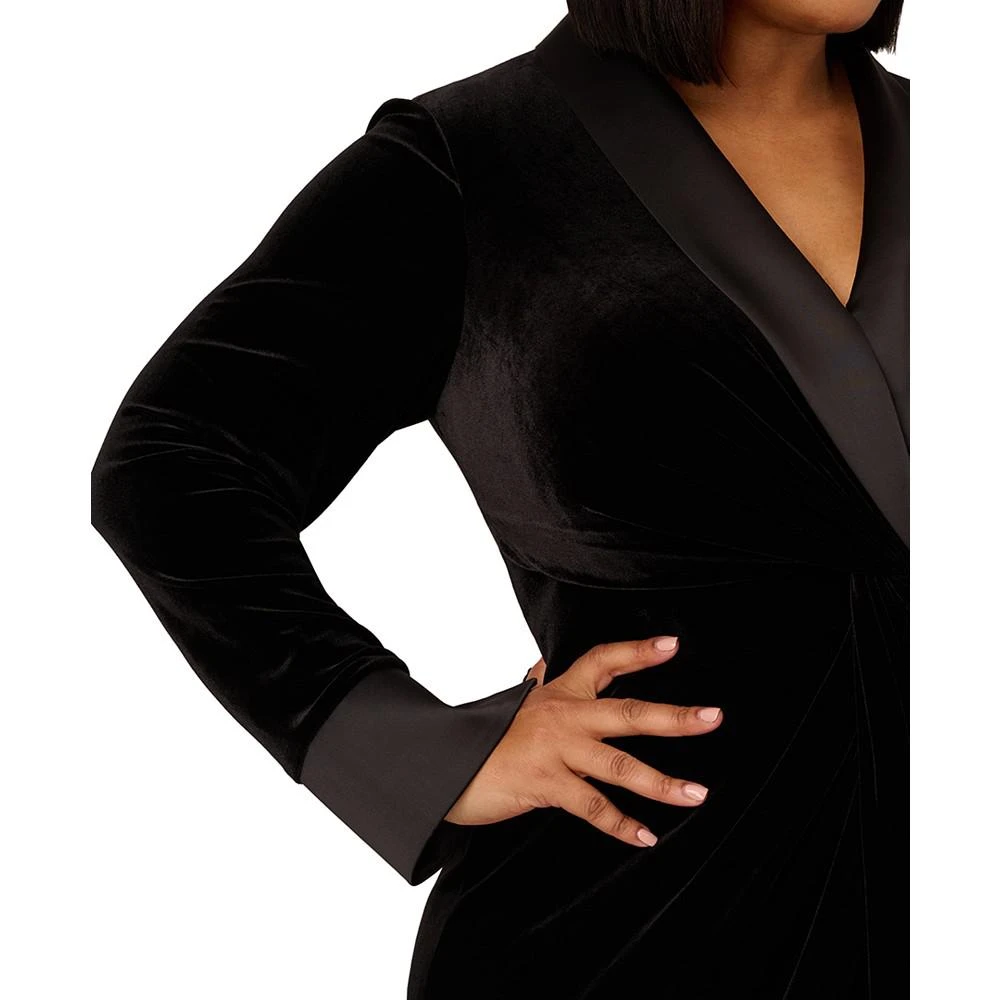商品Adrianna Papell|Plus Size Velvet Twist-Front Tuxedo Gown,价格¥597,第3张图片详细描述