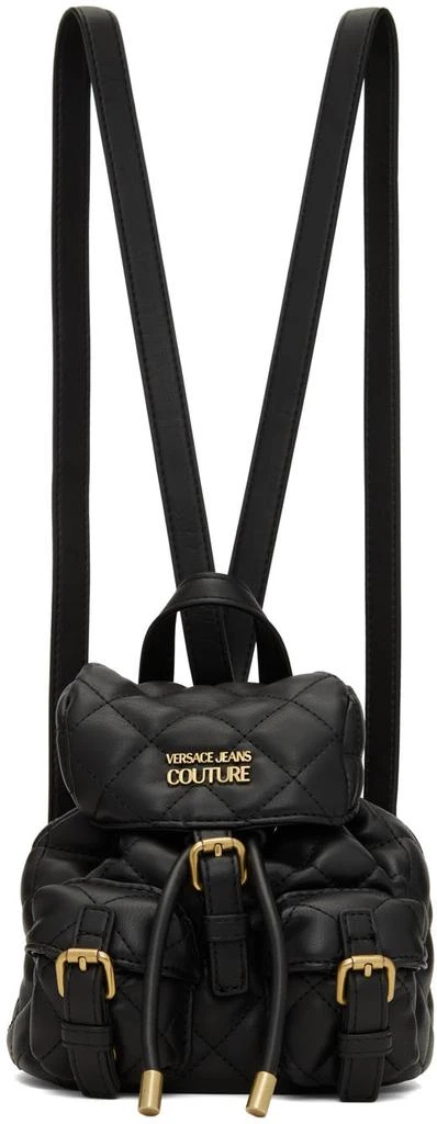 商品Versace|Black Quilted Faux-Leather Backpack,价格¥1485,第1张图片