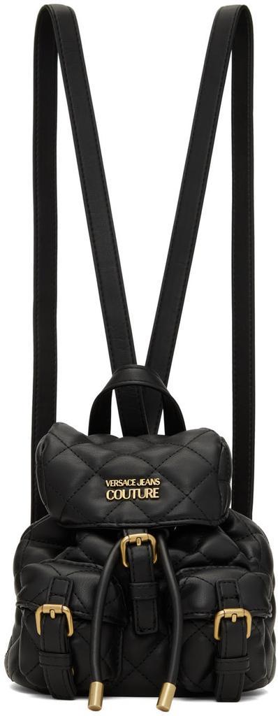 商品Versace|Black Quilted Faux-Leather Backpack,价格¥1824,第1张图片