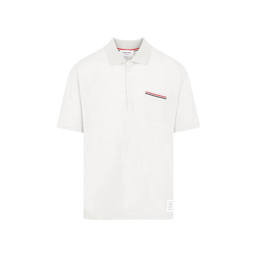 商品Thom Browne|Thom Browne Logo Patch Stripe-Detailed Polo Shirt,价格¥3783,第1张图片