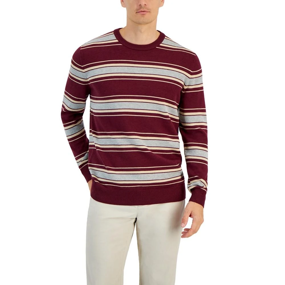 商品Club Room|Men's Elevated Striped Long Sleeve Crewneck Sweater, Created for Macy's,价格¥554,第1张图片