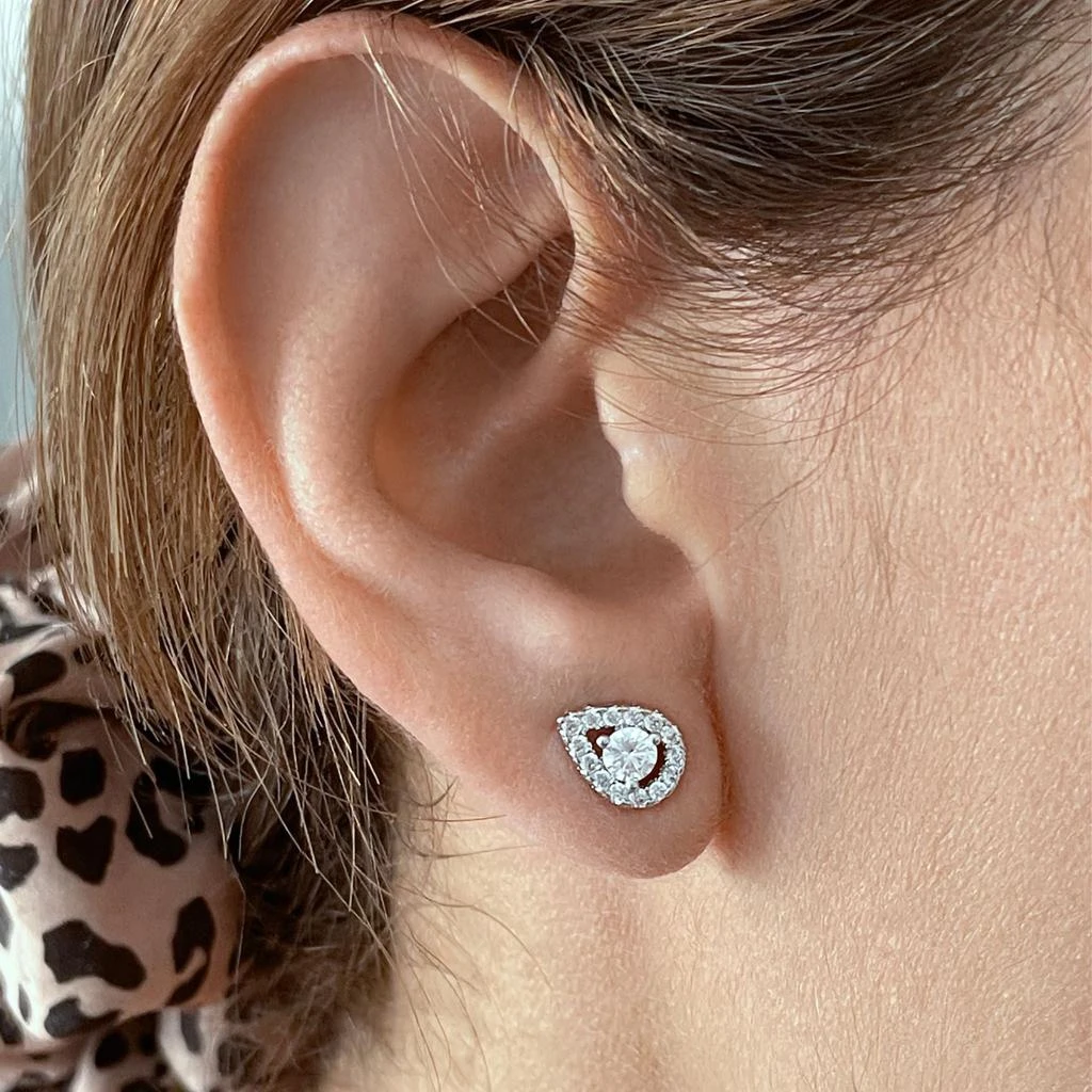 商品ADORNIA|Pear Cut Halo Swarovski Crystal Earrings silver,价格¥410,第2张图片详细描述