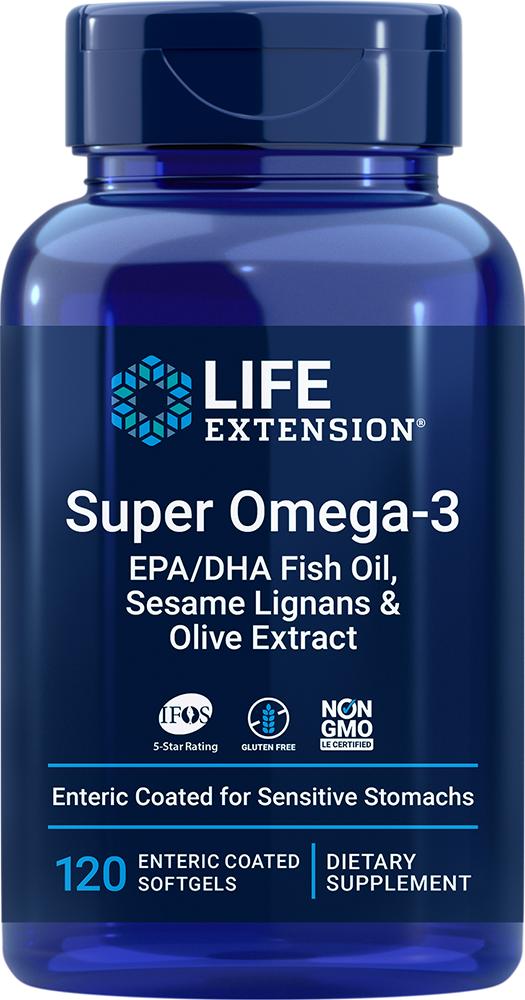 Life Extension | Super Omega-3 EPA/DHA Fish Oil, Sesame Lignans & Olive Extract (120 Enteric-Coated Softgels), Life Extension 173.71元 商品图片