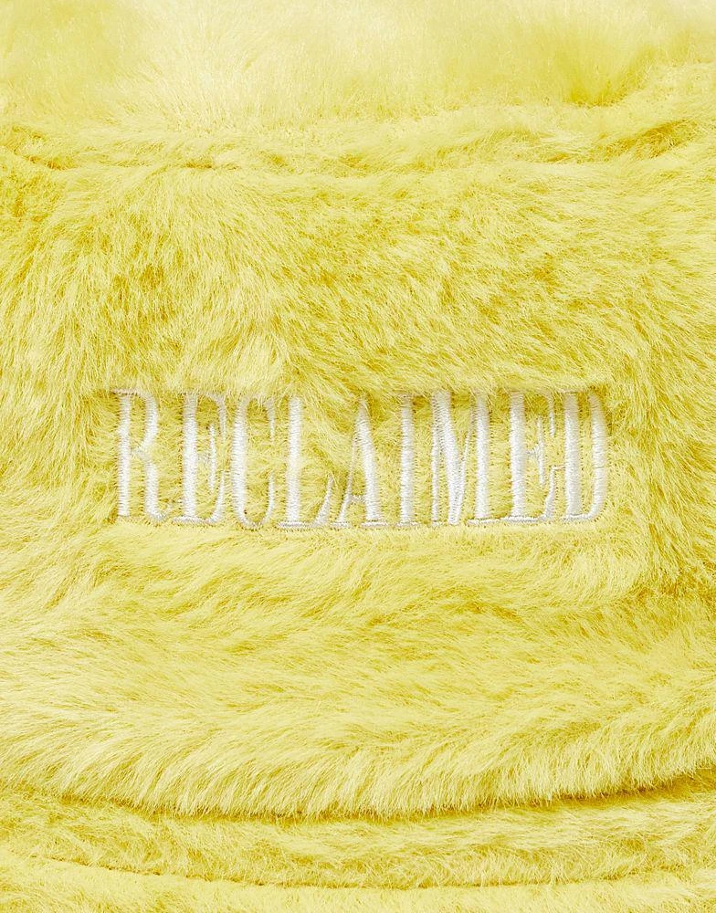 商品Reclaimed Vintage|Reclaimed Vintage fluffy texture bucket hat in bright yellow,价格¥85,第3张图片详细描述