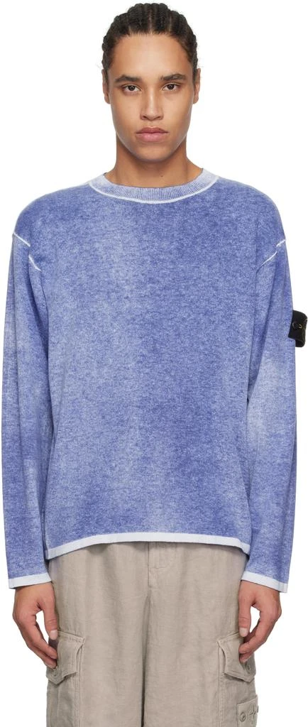 商品Stone Island|蓝色 Raw Hand Light Organic Cotton 针织衫,价格¥6289,第1张图片