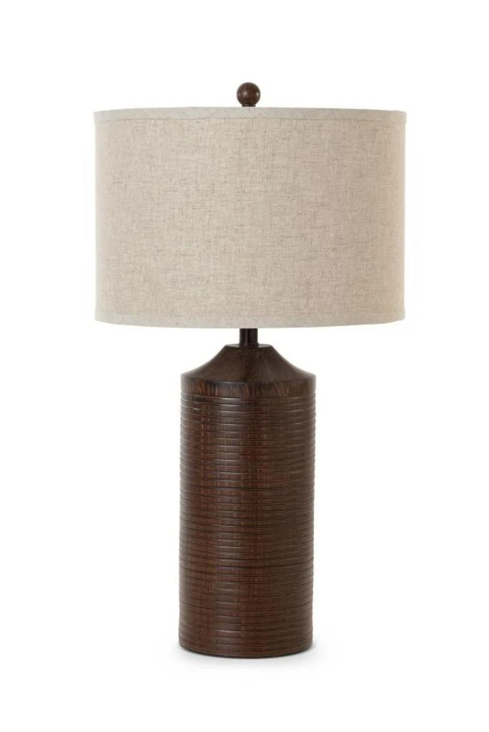 商品Homezia|Set of Two 31" Brown Cylinder USB Table Lamps With Beige Drum Shade,价格¥2102,第2张图片详细描述