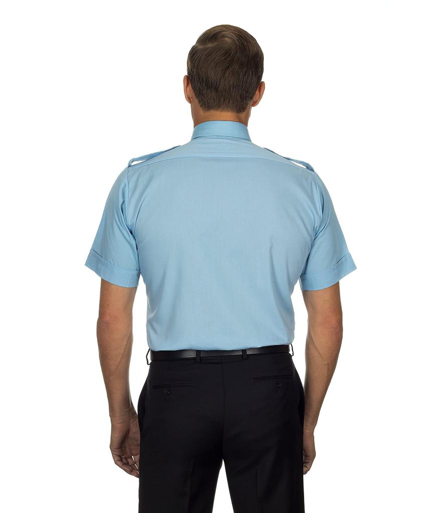 Mens Dress Shirts Short Sleeve Aviator Shirt Solid Spread Collar商品第3张图片规格展示
