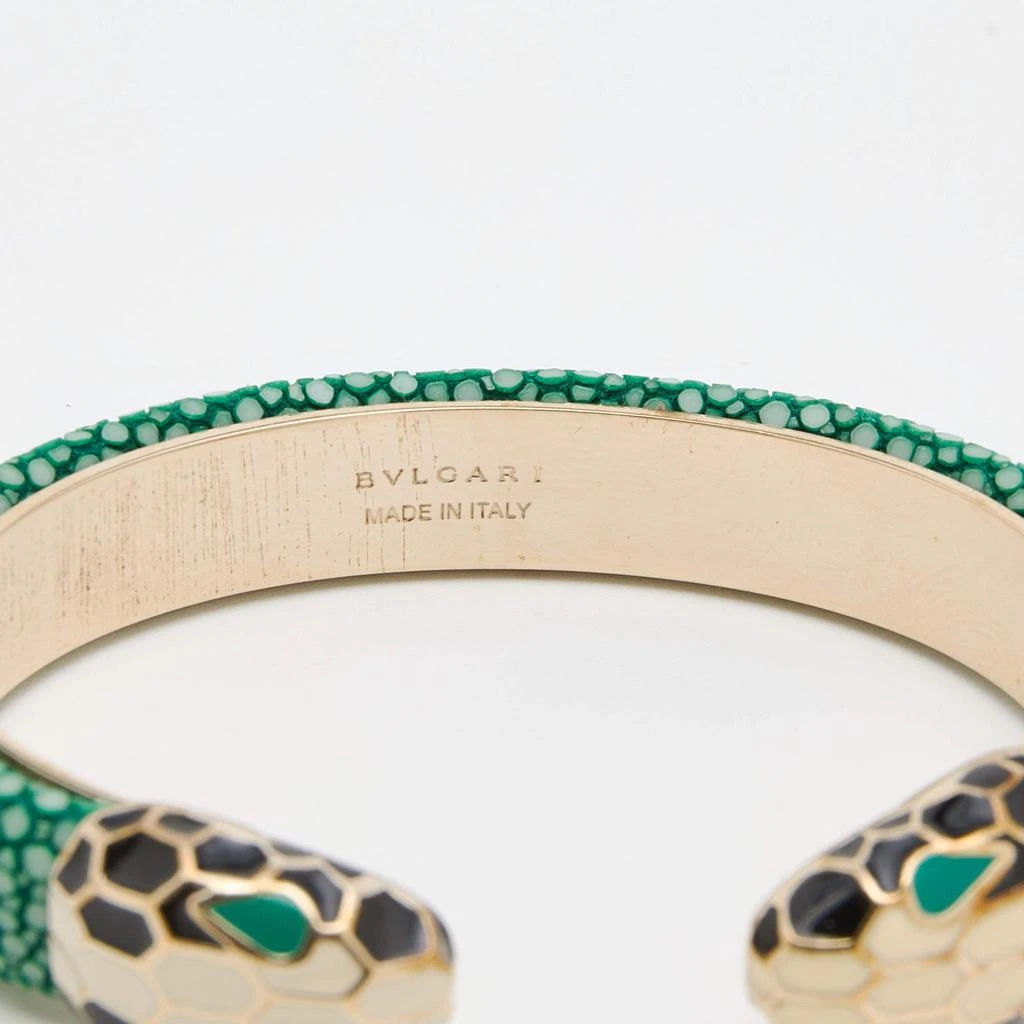 商品[二手商品] BVLGARI|Bvlgari Serpenti Forever Gold Plated Green Galuchat Leather Cuff Bracelet,价格¥3088,第4张图片详细描述