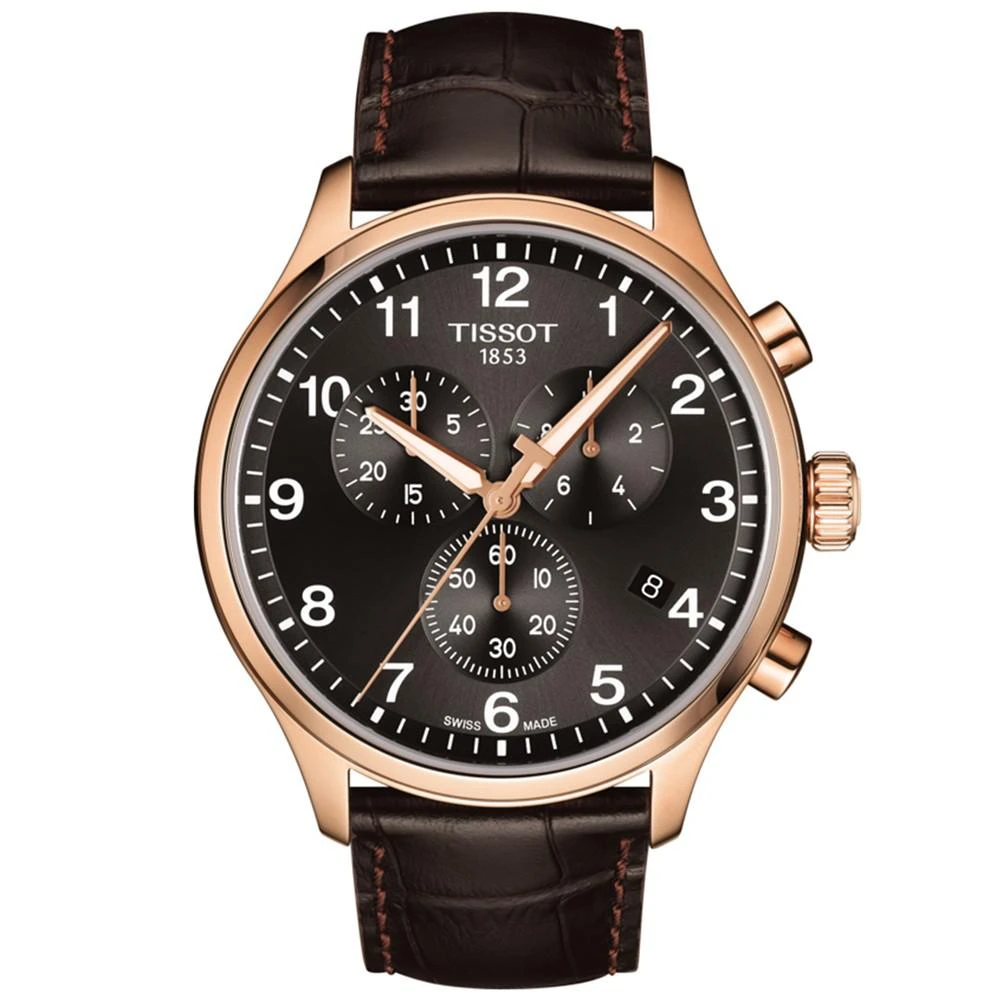 商品Tissot|Men's Swiss Chronograph Chrono XL Classic T-Sport Brown Leather Strap Watch,价格¥3471,第1张图片