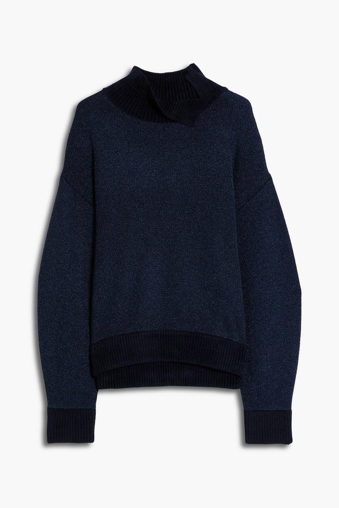 Metallic color-block knitted sweater商品第1张图片规格展示