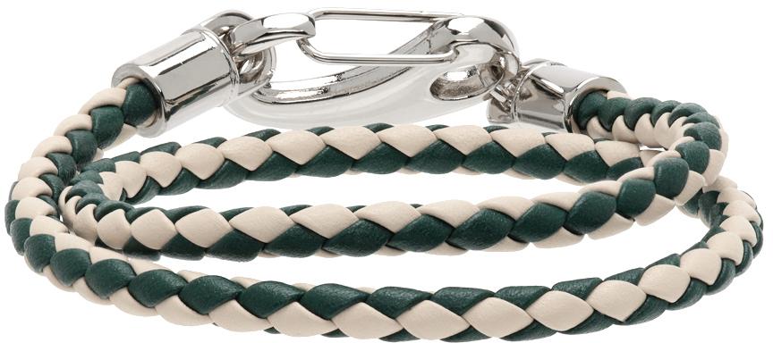 White & Green Double Wrap Braided Bracelet商品第4张图片规格展示
