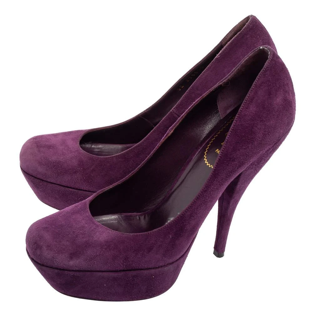 商品[二手商品] Yves Saint Laurent|Yves Saint Laurent Purple Suede Platform Pumps Size 40,价格¥1038,第4张图片详细描述