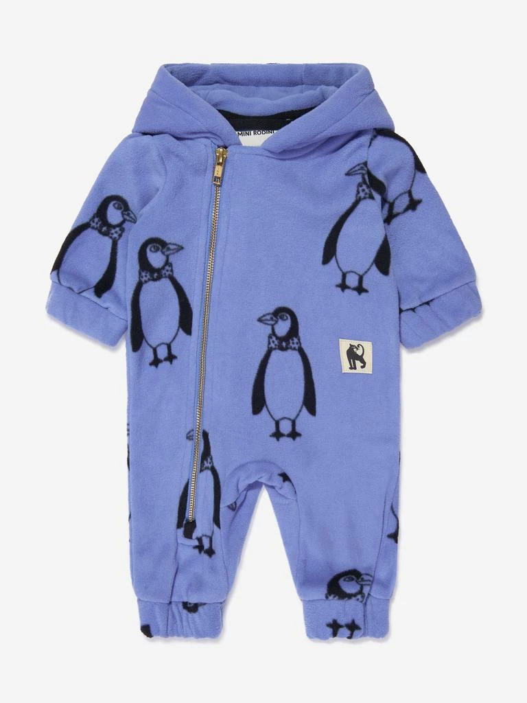 商品Mini Rodini|Mini Rodini Baby Penguin Fleece Onesie in Blue,价格¥265,第1张图片