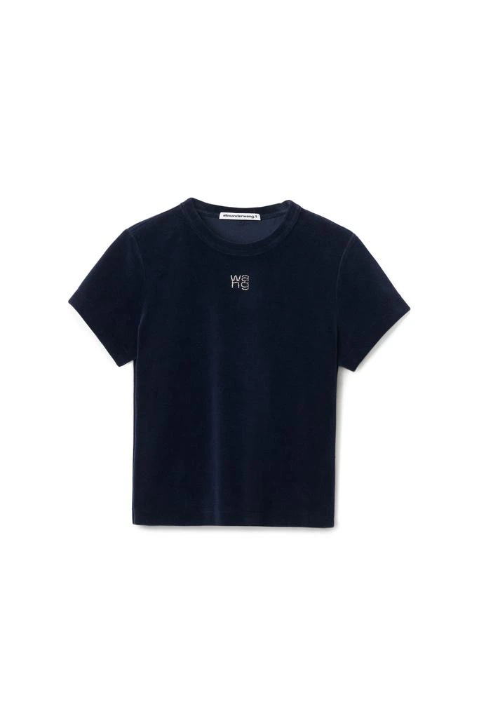 商品Alexander Wang|SHORT-SLEEVE HOTFIX LOGO TEE IN VELOUR,价格¥858,第1张图片