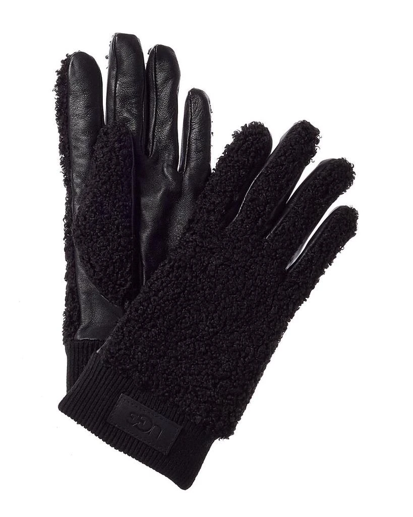 商品UGG|UGG Knit Cuff Sherpa & Leather Gloves,价格¥358,第1张图片