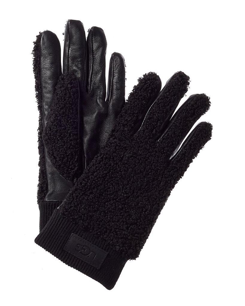 商品UGG|UGG Knit Cuff Sherpa & Leather Gloves,价格¥368,第1张图片