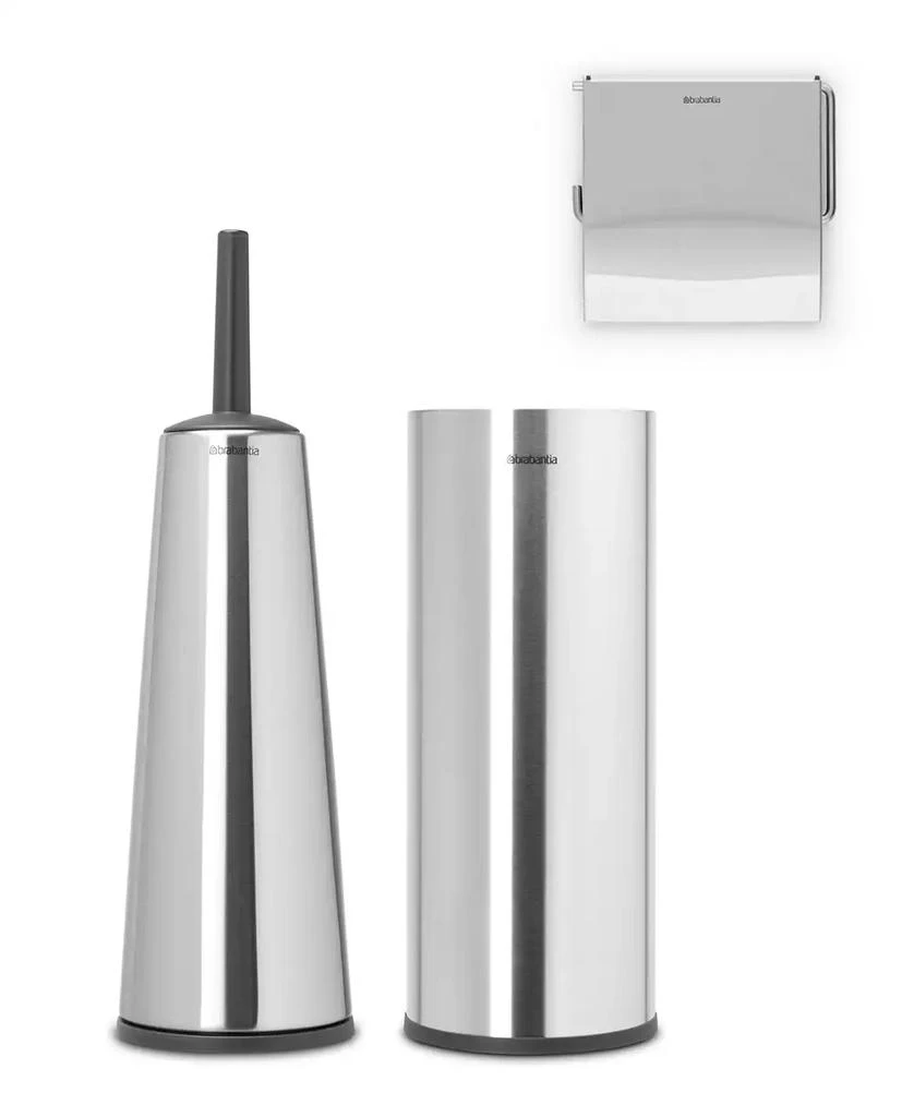 商品Brabantia|Renew Toilet Accessory Set of 3 - Toilet Brush and Holder, Toilet Paper Roll Dispenser and Toilet Paper Roll Holder,价格¥463,第1张图片