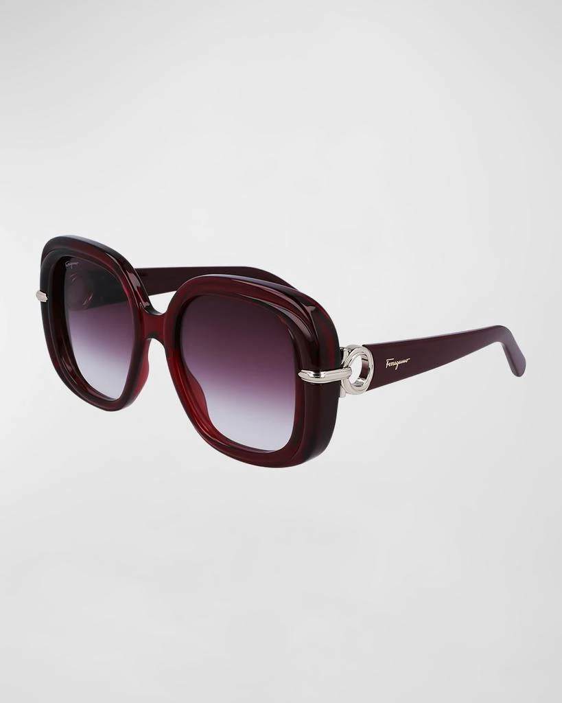 商品Salvatore Ferragamo|Gancini Hinge Rectangle Injection Plastic Sunglasses,价格¥2320,第1张图片