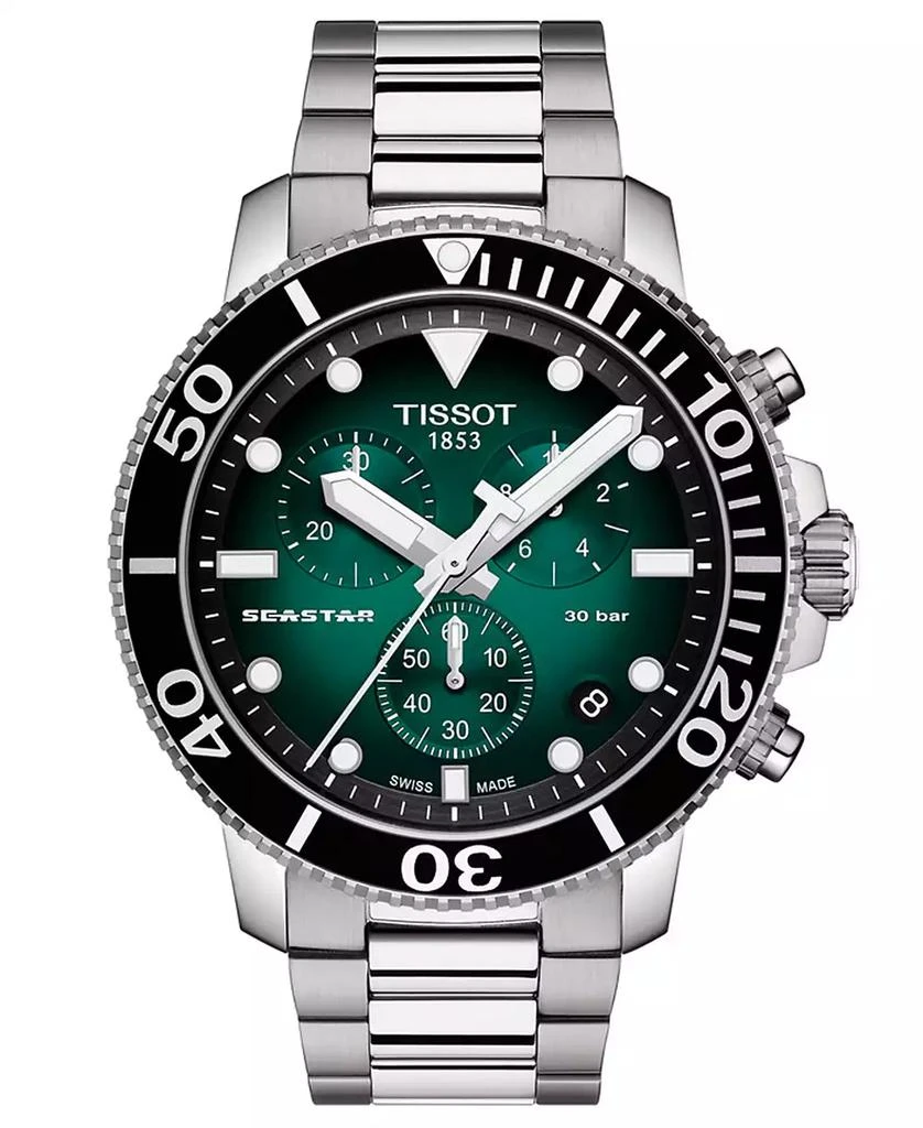 商品Tissot|Men's Swiss Chronograph Seastar 1000 Stainless Steel Bracelet Watch 46mm,价格¥4590,第1张图片