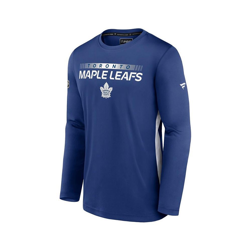 Men's Branded Blue Toronto Maple Leafs Authentic Pro Rink Performance Long Sleeve T-shirt商品第2张图片规格展示