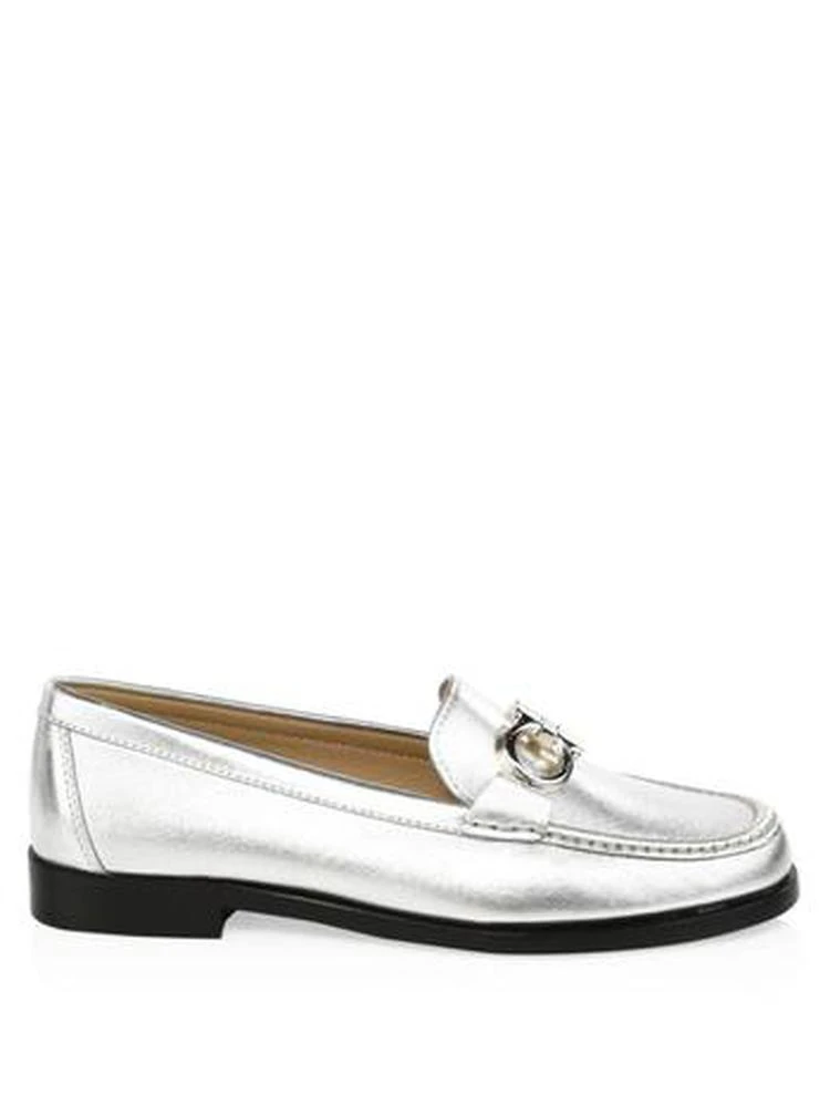 商品Salvatore Ferragamo|Rolo Metallic Leather Loafers,价格¥2262,第5张图片详细描述