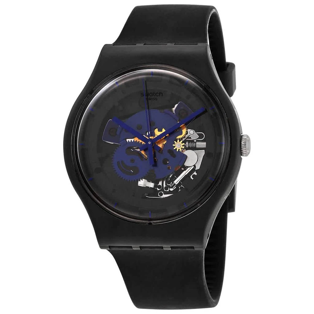 商品Swatch|Time To Blue Big Quartz BlackSkeleton Dial Unisex Watch SO32B109,价格¥563,第1张图片