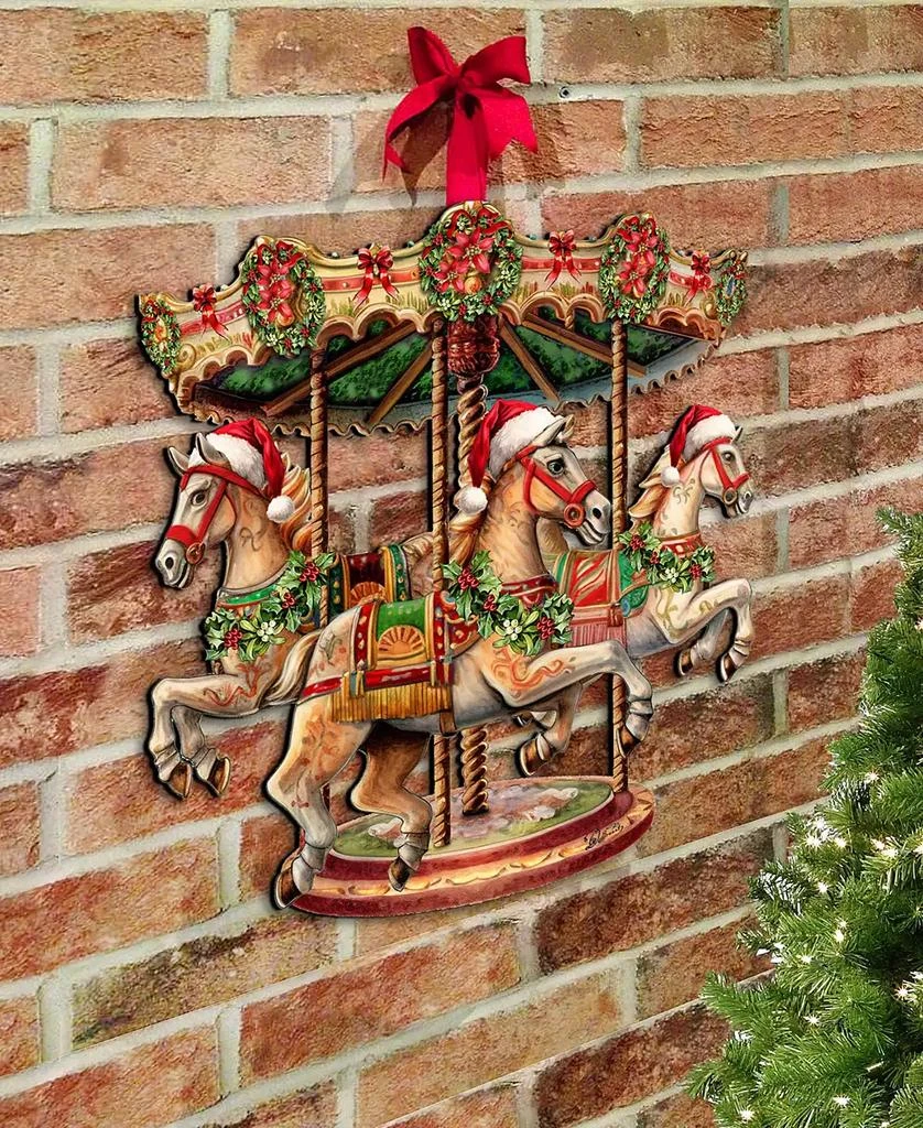 商品Designocracy|Christmas Carousel Christmas Wooden Wall Decor Door Decor G. DeBrekht,价格¥989,第5张图片详细描述
