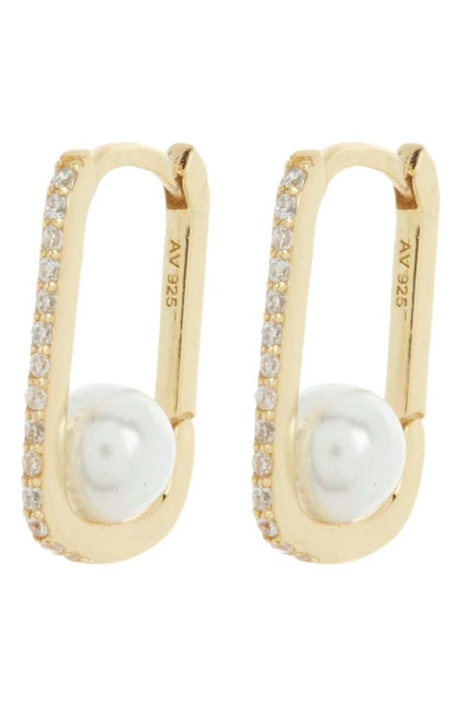 商品Argento Vivo Sterling Silver|Imitation Pearl Hoop Earrings,价格¥57,第1张图片